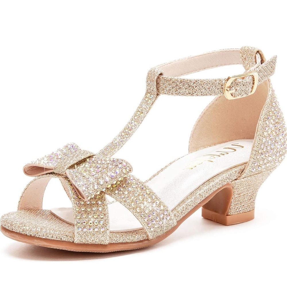 Elegant Gold sparkle big kids shoes